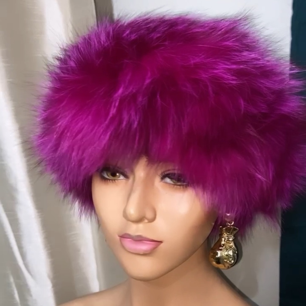 Brand New Fuchsia Fox Fur headband